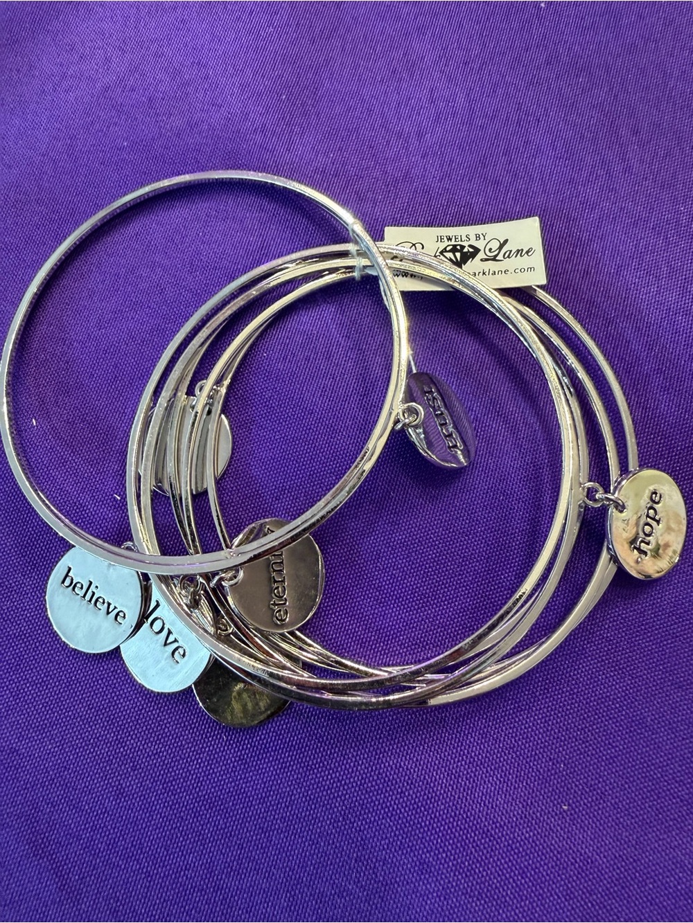 Park Lane Inspirational Charm Silver Bangle Bracelet Set New With Tag